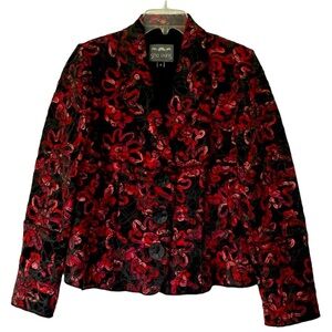 Sno Skins Abstract Blazer Jacket Textured Art to Wear Black & Pink (Size 8)